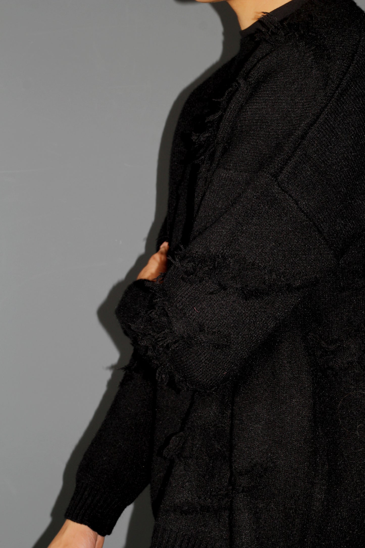 Haash Distressed Wool Sweater- Black (Unisex)