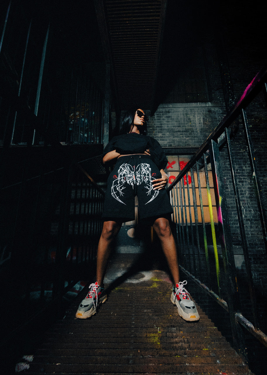 HAASH X SINNERSCORE (DEMON SHORTS)- BLACK