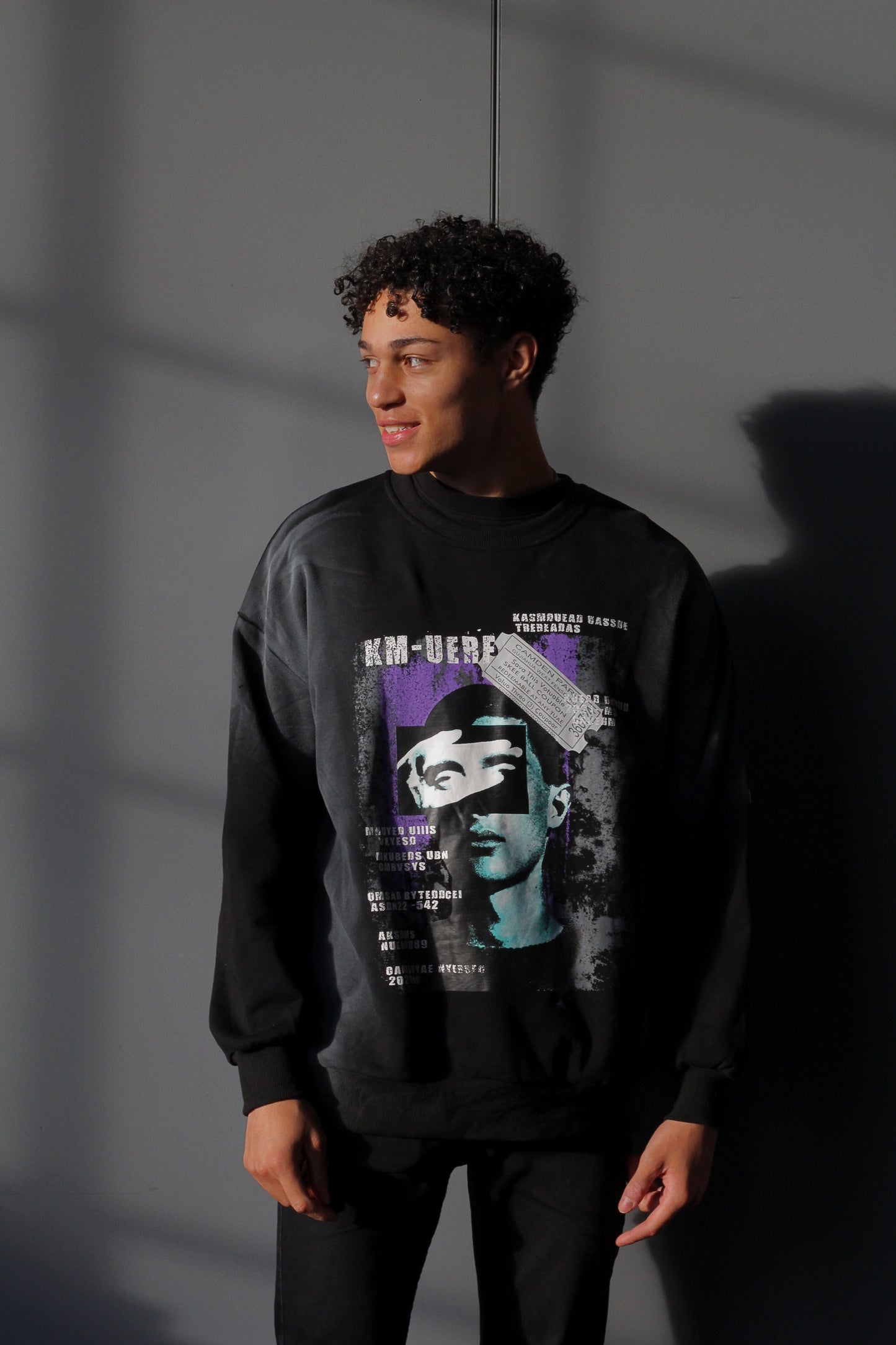 Portrait Crew Neck Sweatshirt- Black (Unisex)