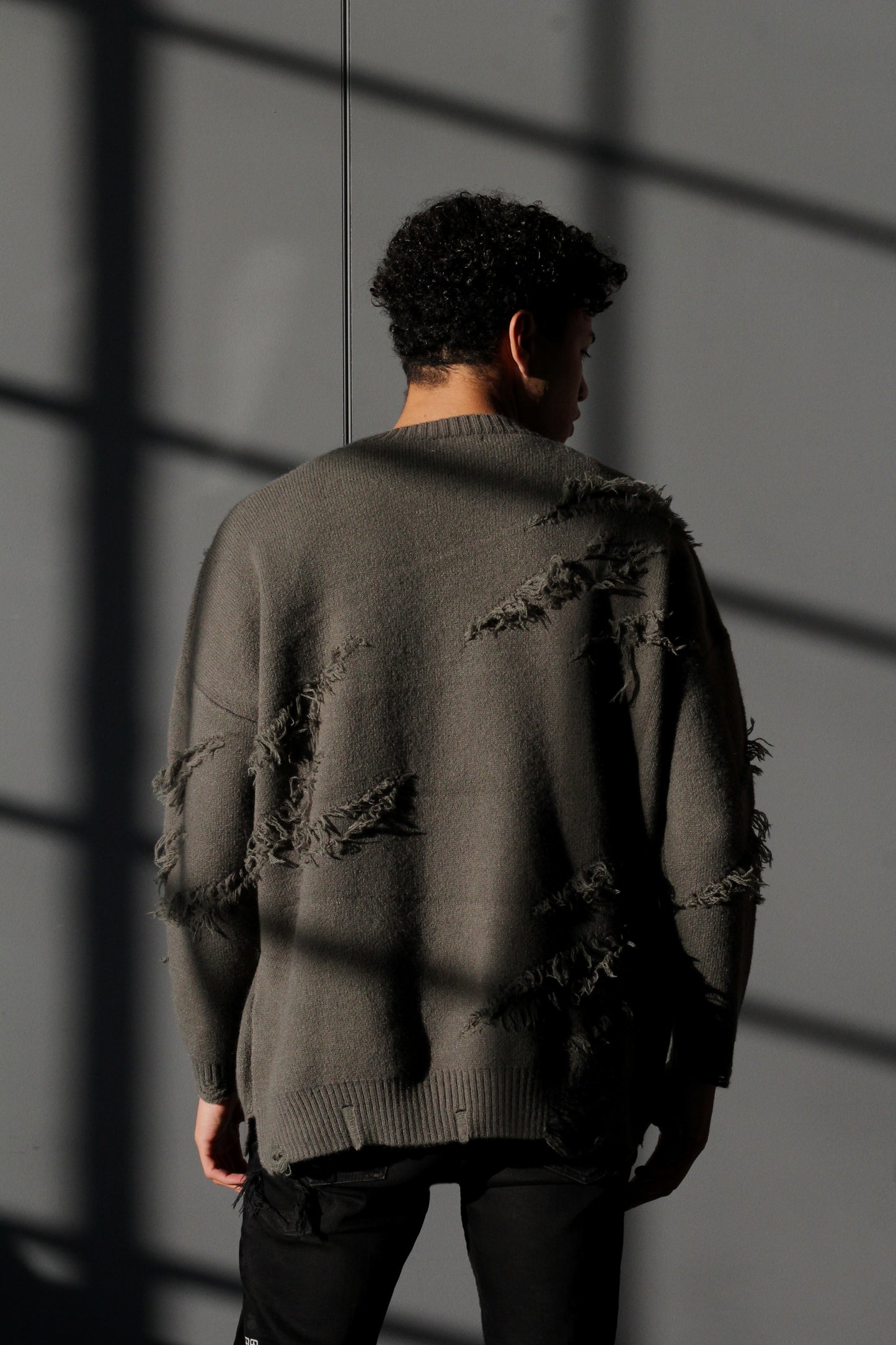 Haash Distressed Wool Sweater- Olive Green (Unisex)