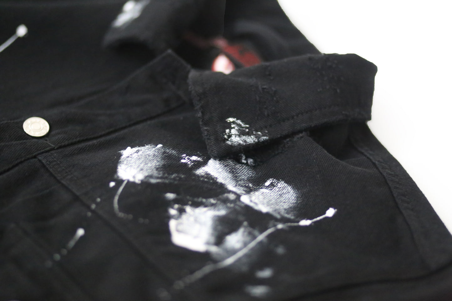 Hand-Painted Black Denim Jacket