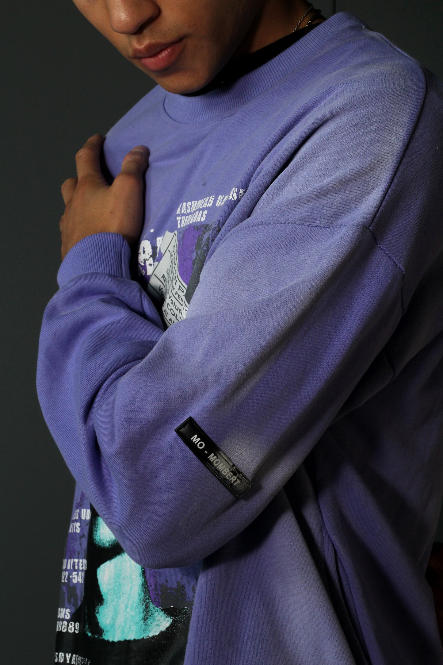 Portrait Crew Neck Sweatshirt-Purple (Unisex)